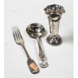 A Victorian silver sauce ladle in the Kings pattern, together with a 19th century silver table fork,