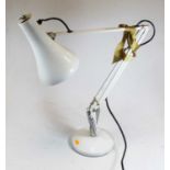 A 1970s white painted anglepoise desk lampCondition report: Requires a new plug. Upper hinge broken.