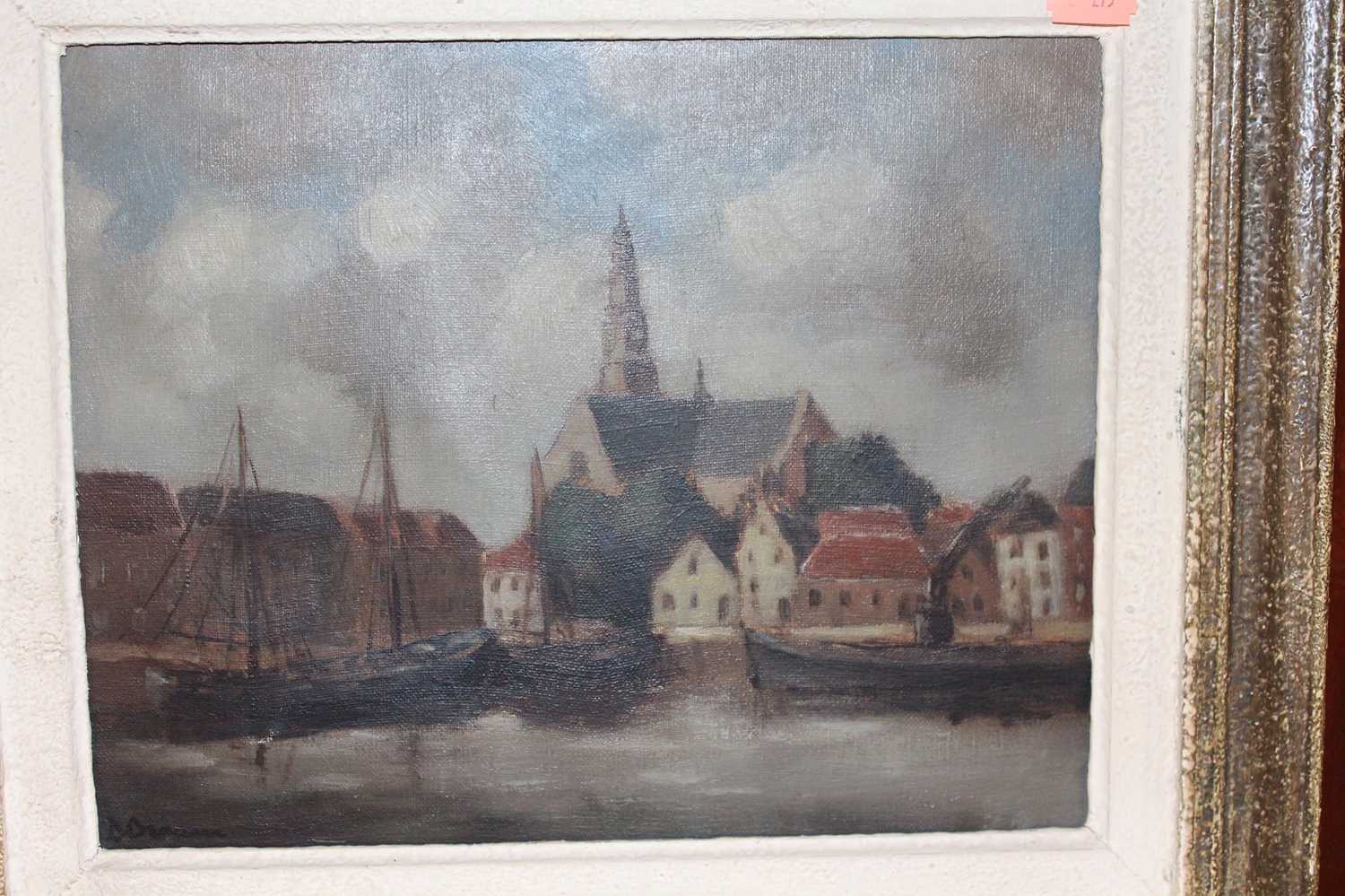 20th century Continental school - Harbour scene, oil on canvas, indistinctly signed lower left, 23 x - Image 2 of 4