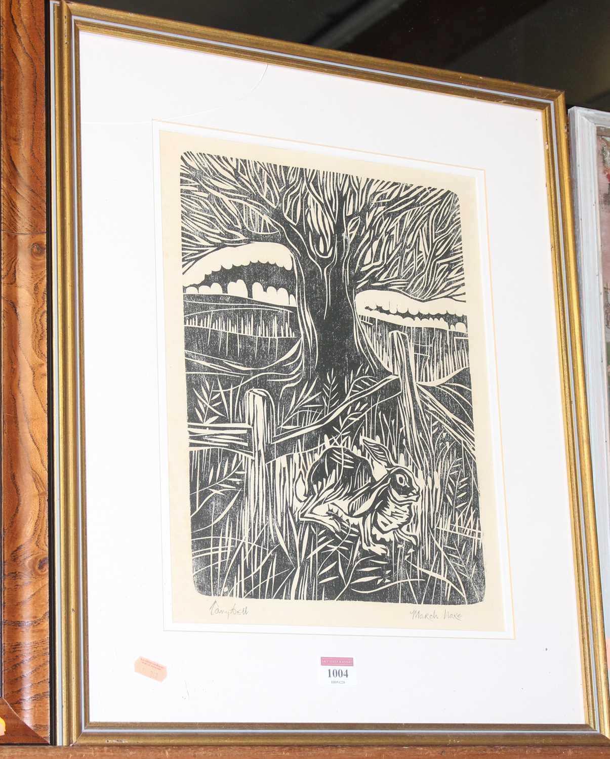 Campbell - March Hare, woodblock, signed and titled in pencil to the margin, 36 x 26cm