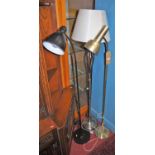 Three various contemporary metal standard lamps