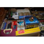 Two boxes of modern toys, to include Hobbycraft Kit, boxed balance scale, diecast model kit etc