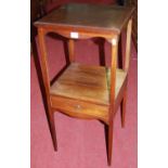 An early 19th century mahogany square two-tier washstand, with single drawer, width 35.5cm