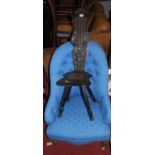 A Victorian mahogany framed and later floral buttoned upholstered nursing chair, together with an