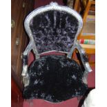 A French style silver painted fauteuil