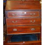 An Edwardian mahogany three drawer writing bureau, width 76.5cm