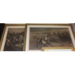 After V. De Faredes - Pair; Napoleonic War scenes, colour lithographs, 49 x 77cm