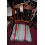 Various chairs to include; Edwardian beech single dining chair, stained beech chapel chair, panelled