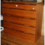 A 1970s teak chest of five long graduated drawers, width 82cm