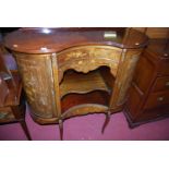 A late 19th century mahogany, floral satinwood inlaid, penwork decorated and further gilt metal