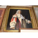 Contemporary school - Three-quarter length portrait of a judge wearing his robes, oil, 92 x 75cm,