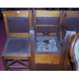 A set of six late Victorian walnut and rexine studded pad back and seat dining chairs (with some