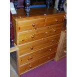 A modern pine chest of two short over four long drawers, width 92cm