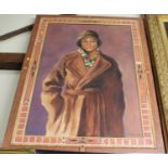 J. Mackellar- Three-quarter length portrait of a woman wearing a heavy coat and scarf, oil on board,