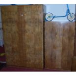 An Art Deco figured walnut and cross banded double door wardrobe, width 122cm, together with