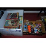 One box containing a quantity of books, annuals etc; and a box of plastic figures (2)