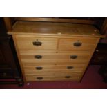An Edwardian satin walnut square front chest of two short over three long drawers, width 106.5cm