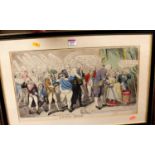 A Royal Salute - a George III satirical print being later hand-coloured, published London 1791 by