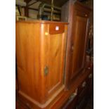 A Victorian pine round cornered single door bedside cupboard, width 36cm, together with a 19th