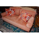 A contemporary hardwood and double split cane inset three seater Bergere sofa, width 187cm