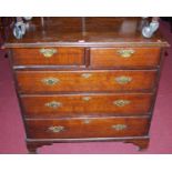 A 19th century oak square front chest of two short over three long graduated drawers, width 94.5cm