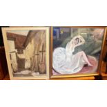 Harvey Klug - Timbered buildings, oil on canvas, signed lower left, 58 x 43cm; and F. Barnier -