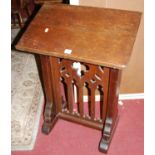 A late 19th century oak Gothic revival prayer stand, width 55.5cm