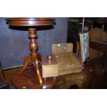 Occasional furniture to include; cherrywood circular pedestal table, elm table top slope,