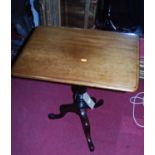 A 19th century mahogany round cornered tilt-top pedestal tripod occasional table, w.64.5cm