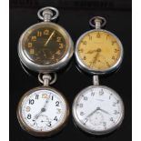 A British Military issue Grimshaw, Baxter & JJ Elliot Ltd nickel cased open faced pocket watch,