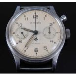 A Gentleman's Lemania Military Issue steel cased Pilot/Navigators monopusher chronograph wristwatch,