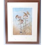 * Philip Rickman (British 1891-1982), Goldfinches on thistles, coloured print, signed in pencil