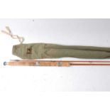 A Hardy "Wanless" 6 lb Palakona 7' 2 piece split cane rod no. E89446, in Hardy bag.
