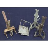 * A Defiance scissor action mole trap, circa 1940; together with a pair of Fenn mole traps; a Fenn