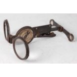 A WW I German combination folding pocket binocular compass and signal mirror, stamped Made in