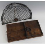 * An early 20th century pine and iron magpie trap, possibly Young & Son, 37cm; together with a '