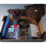 Two boxes of fishing tackle and equipment to include various flies, lures, float, feeders and a