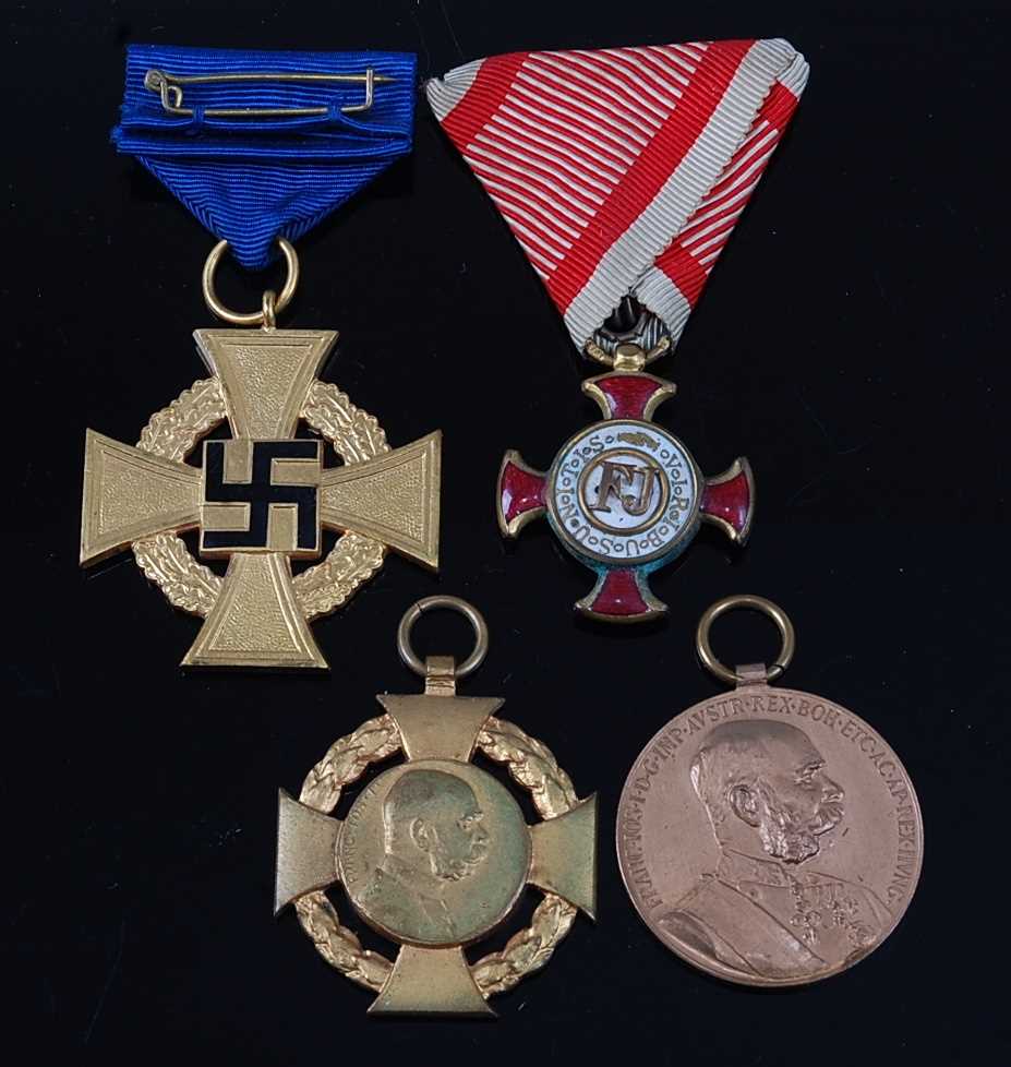 A German Civil Service 40 year Faithful Service medal, together with an Austrian Franz Joseph