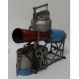* A mid-20th century gas powered bird scarer, painted in red and blue, w.65cmCondition report: