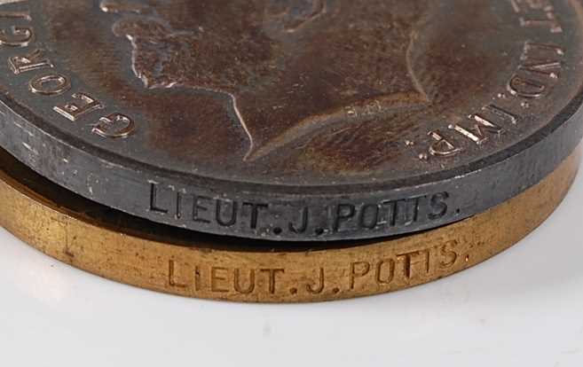 A WW I British War and Victory pair, naming LIEUT. J. POTTS. (2) - Image 2 of 2