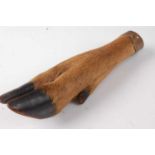 * An early 20th century taxidermy Deer slot, the brass mount with suspension loop engraved Jany