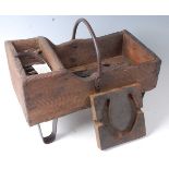 * A 19th century pine and wrought iron farrier's tool box and contents to include Kearney & Foot