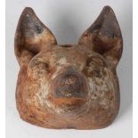 An early 20th century cast iron fox mask, h.14cm