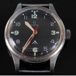 A Gentleman's Omega Military Issue steel cased Pilot/Navigators wristwatch, circa 1956, having a