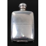 A modern Continental silver pocket hip flask, having a bayonet cap and removable cup with gilt