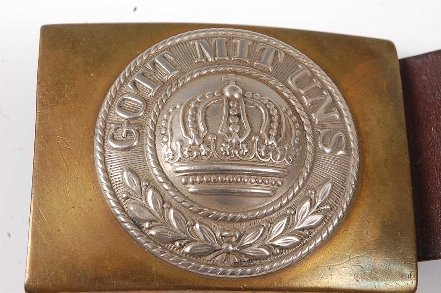 An Imperial German Other Ranks bi-metal belt buckle, the central Prussian crown within legend Gott - Image 2 of 6