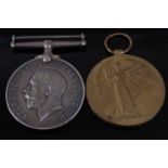 A WW I British War and Victory pair, naming 7254 PTE. A.J. GAGE. 23-LON. R. (2)