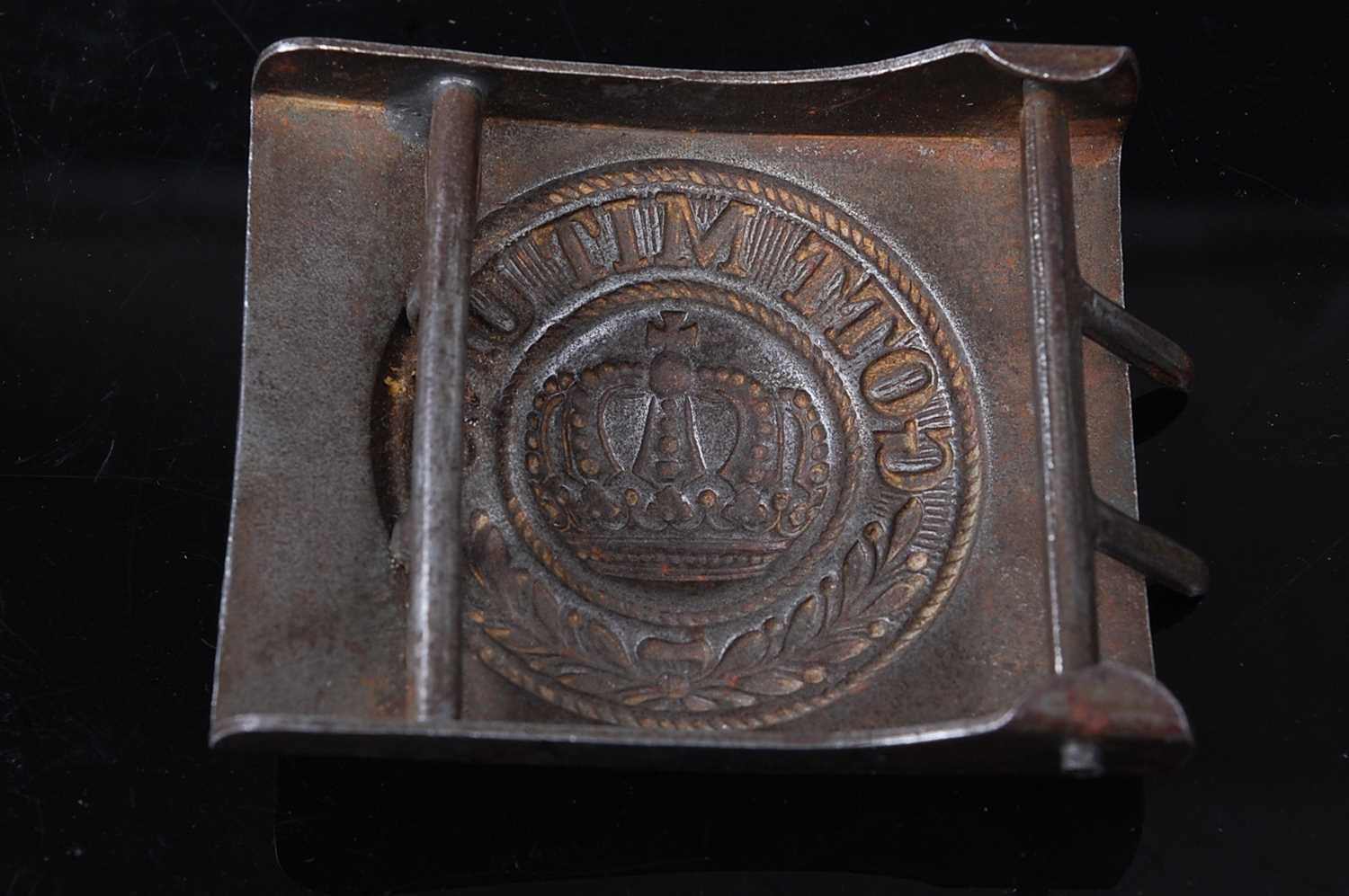 An Imperial German belt buckle, the central Prussian crown within legend Gott Mit Uns with wreath - Image 2 of 2