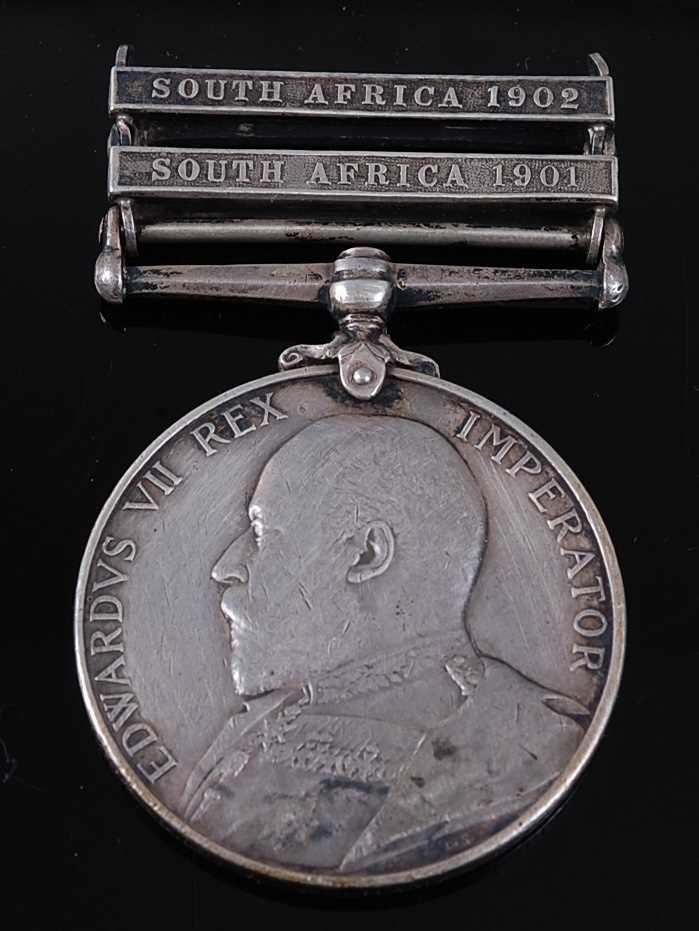 A King's South Africa medal (1901-1902) with South Africa 1901 and 1902 clasps, naming 4000 DMR: