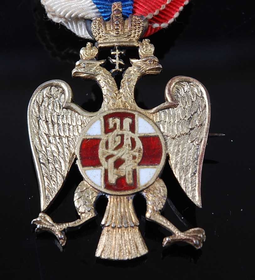 An English made silver and enamelled badge for the Russian Flag Day Movement, in the form of an - Image 2 of 4